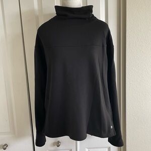 Apana Cowl Neck Pullover Sweater Women’s L Black Pockets Side Slit Cozy Winter